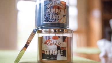 Bath and Body Works 3-Wick Candles (Pumpkin Cupcake and Blueberry Pumpkin Patch) (10764803895).jpg