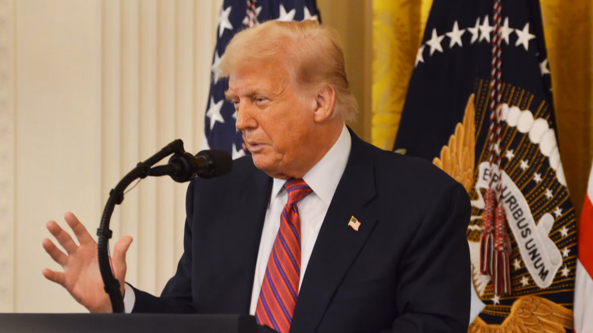 President Donald Trump at the White House (Jesse Hamilton/CoinDesk)