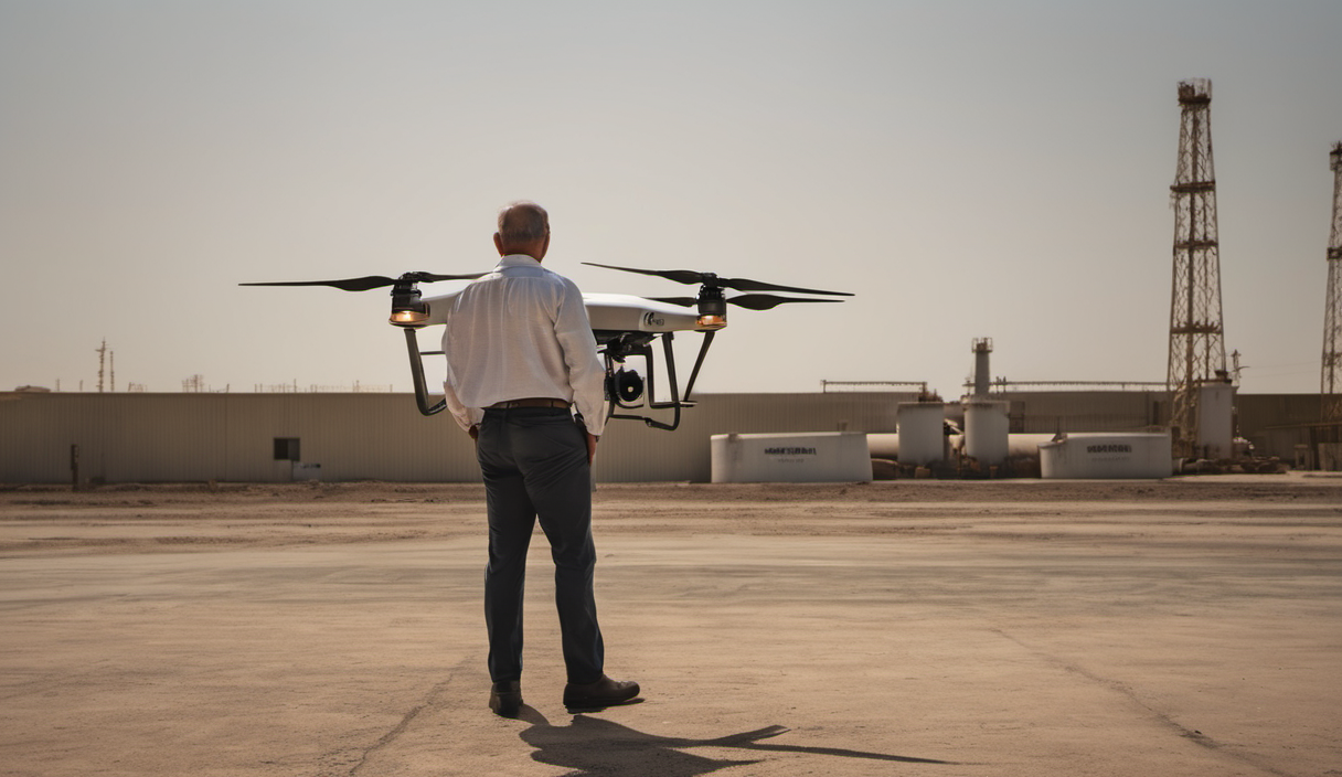 AI-generated image: A man is standing in the foreground, facing away from the camera.