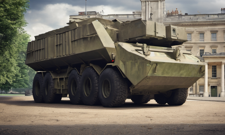 AI-generated image: A military vehicle, likely a self-propelled howitzer, is the main subject.
