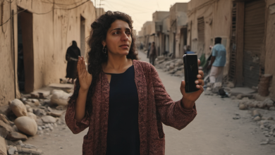 AI-generated image: A woman is standing on a street.