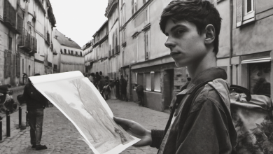 AI-generated image: A young man is the main foreground subject.